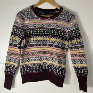 J Crew Sequin Fair Isle Nordic 100% Lambswool Sweater Size Small
